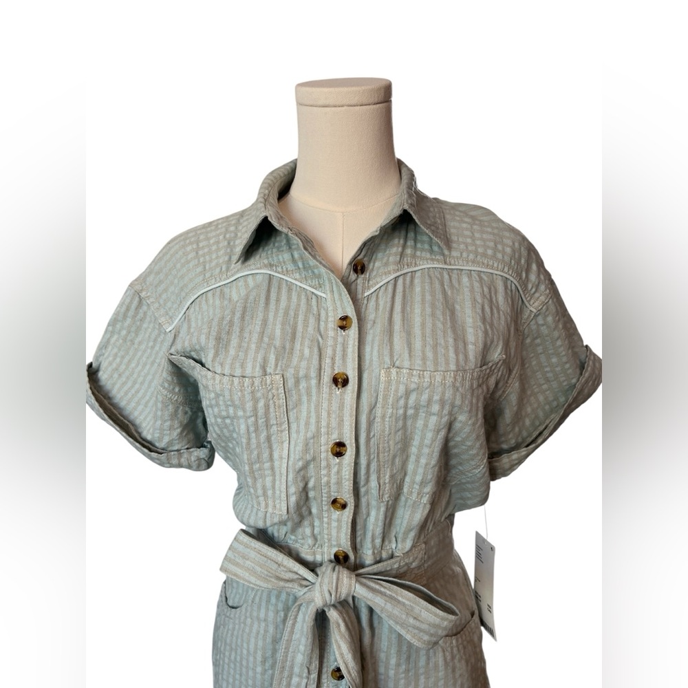 🆕 💙 NWT URBAN OUTFITTERS BDG Light Blue Devon Linen Romper | Women’s Size Small - Picture 9 of 13